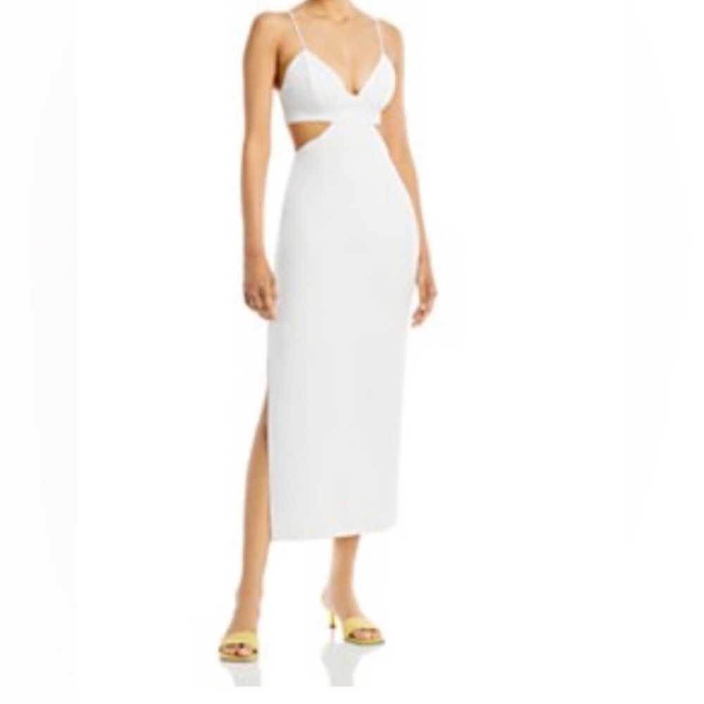 Bardot Cut Out Slit Midi Dress - size 4